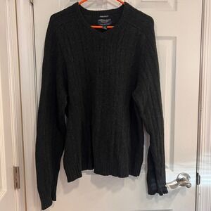 American Eagle Outfitters Mens Black Vintage Slim Fit Cable Knit Sweater